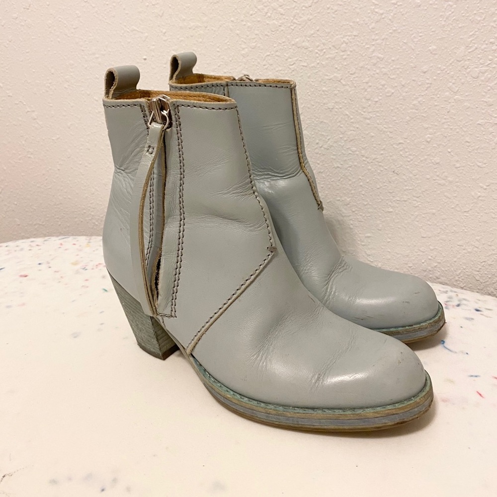 Acne Studios Leather Pistol Boots in Powder Blue